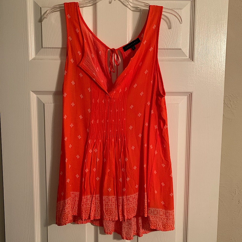Sanctuary Bright Orange/White Casual Blouse